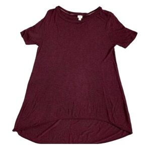 Aritzia Wilfred T-shirt Maroon Short Sleeves Crew neck Oversized Rayon Size XXS